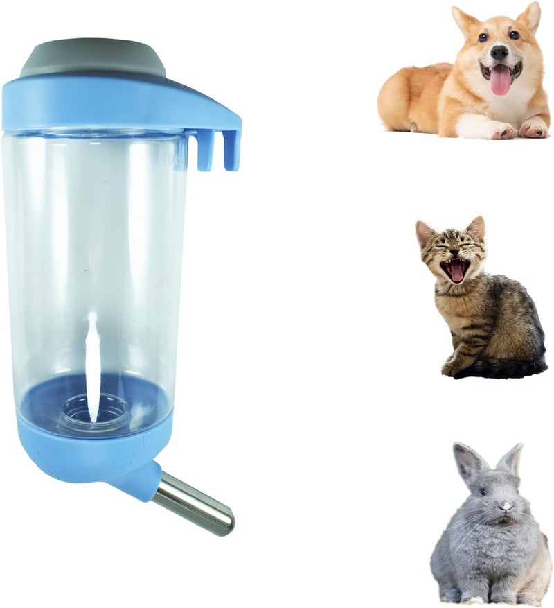 DEEUCHIS Dog Crate Water Bottle - 12 oz No Drip Kennel Pet Water Dispenser, Easy-to-Use Cage Water Bottle for Dogs, Cats, Small Animals, 350ML, Blue - Image 1